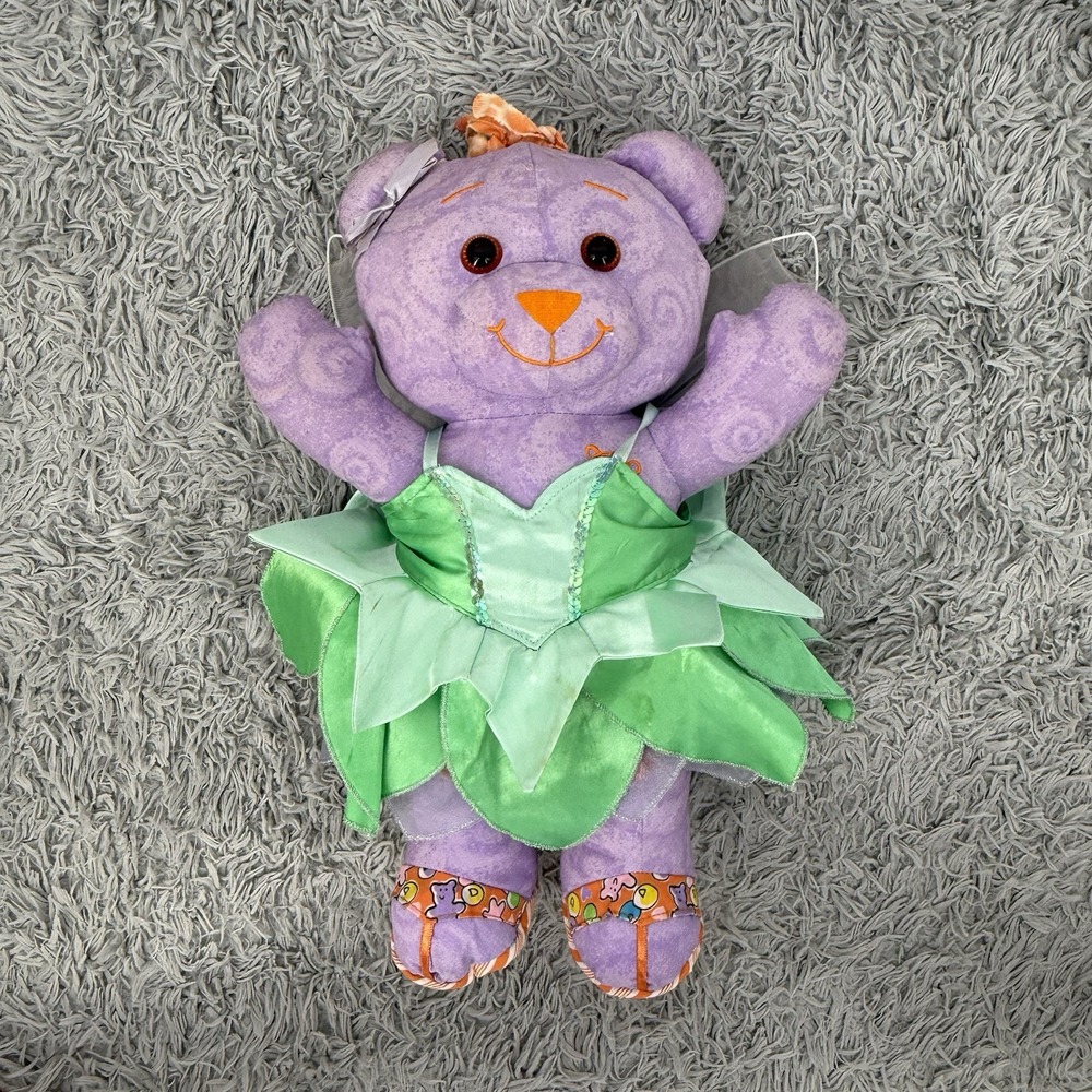 Vintage 90s Doodle Bear Purple Fairy Dress Wings 16" Plush Y2K  Stuffed Animal